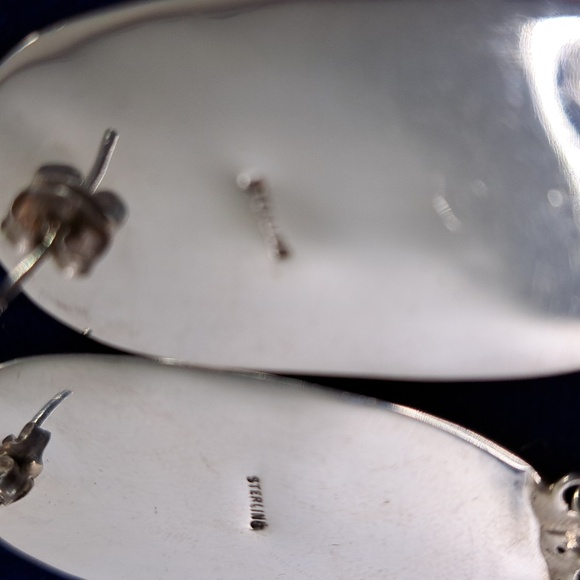 Vintage Native American Multi Stone On Sterling Silver Dangle Earrings Post - Picture 11 of 16